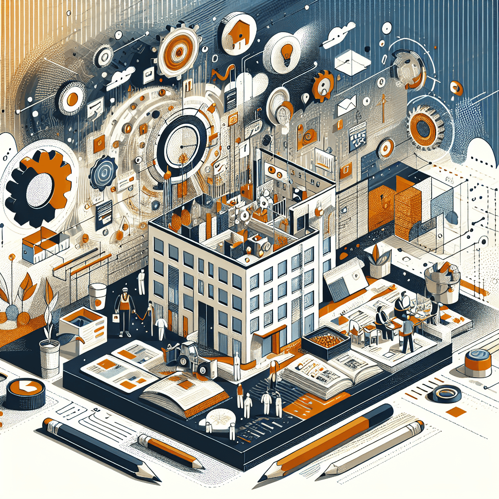 Nowoczesne biuro budowlane z cyfrowymi elementami technologii