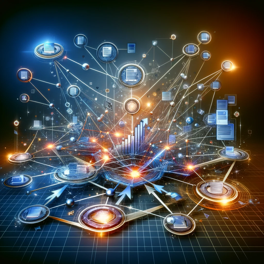 Sieć komputerowa, cyfrowa komunikacja, technologia, wizualizacja danych.