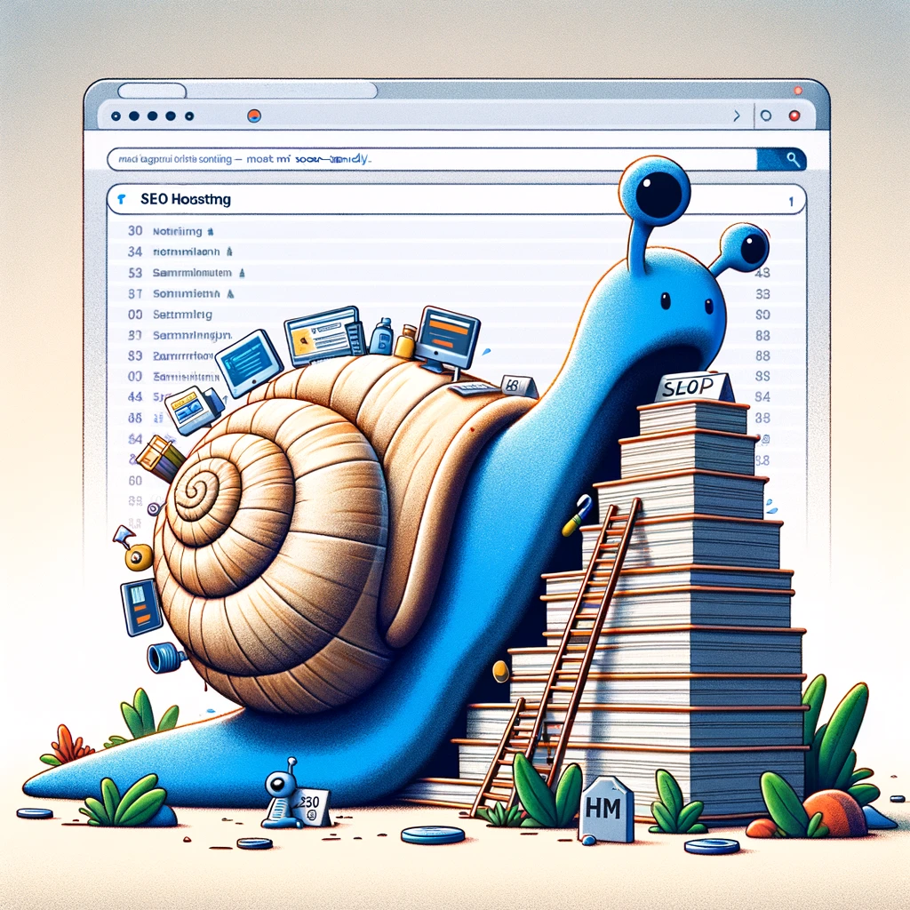 Ilustracja ślimaka z książkami i komputerami na skorupie.