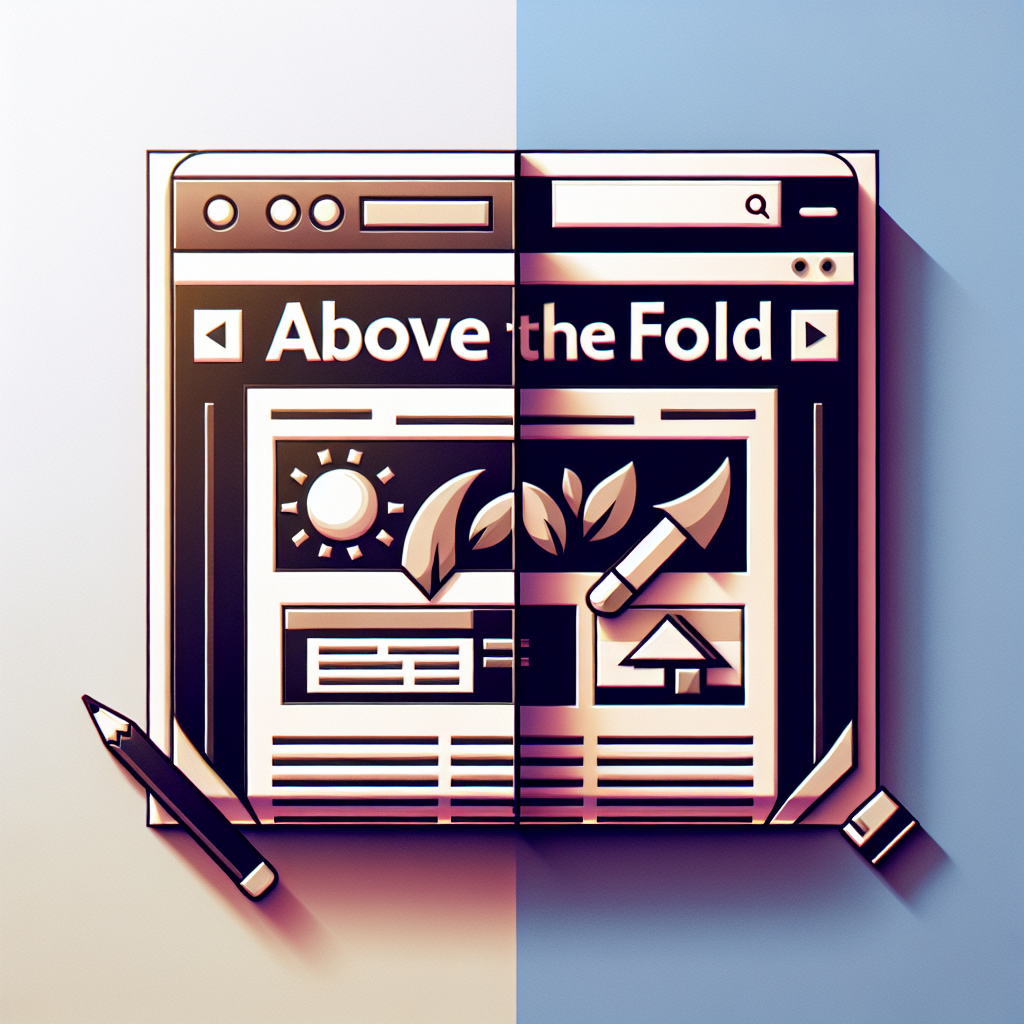 Stylizowana grafika przeglądarki z hasłem "Above the Fold".
