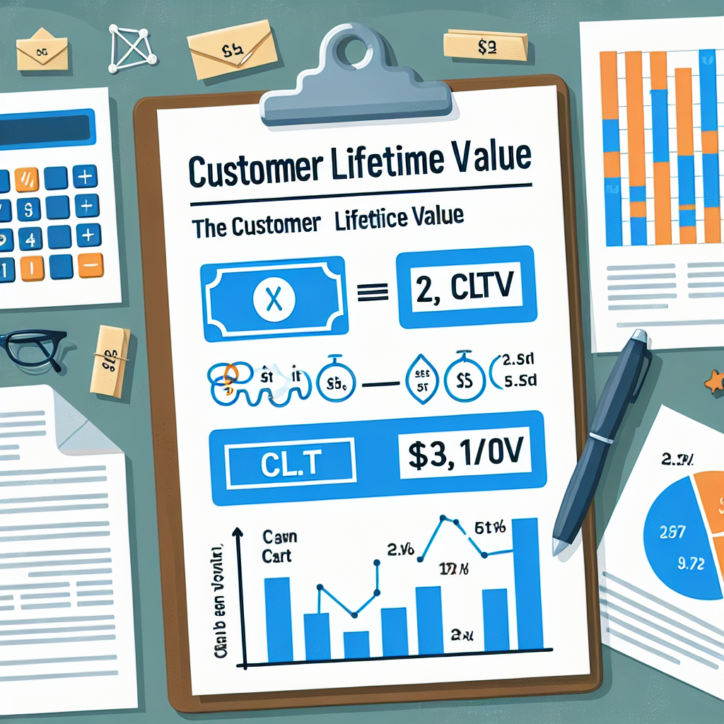 Infografika wartości życiowej klienta z wykresami i obliczeniami.