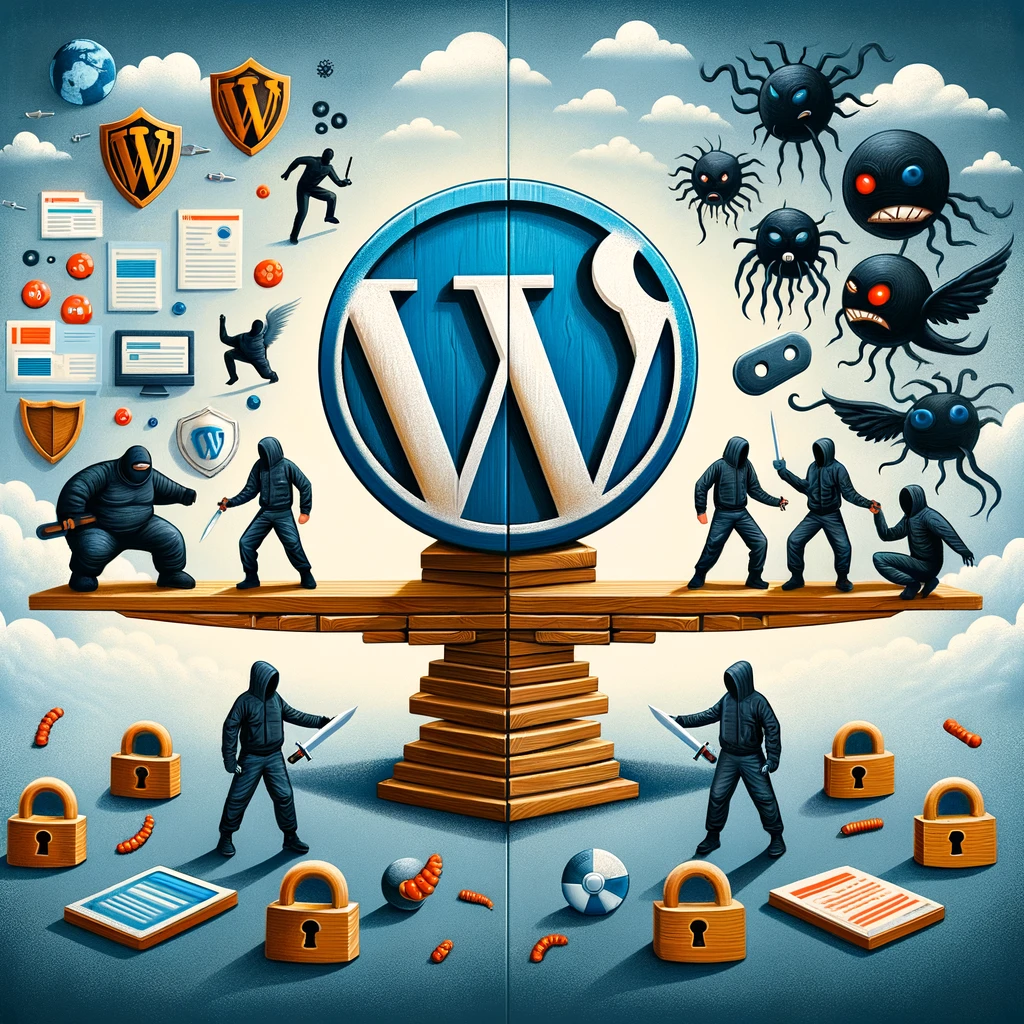 Ilustracja bezpieczeństwa WordPress i ochrony przed wirusami.