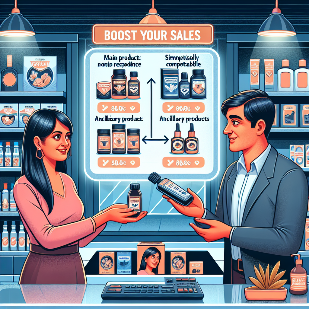 Ilustracja sprzedawcy i klientki w sklepie kosmetycznym.