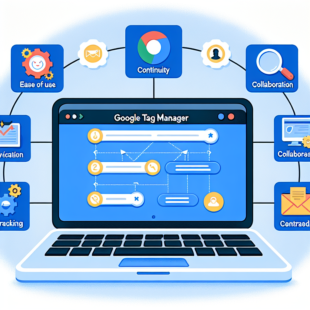 Diagram Google Tag Manager na laptopie.
