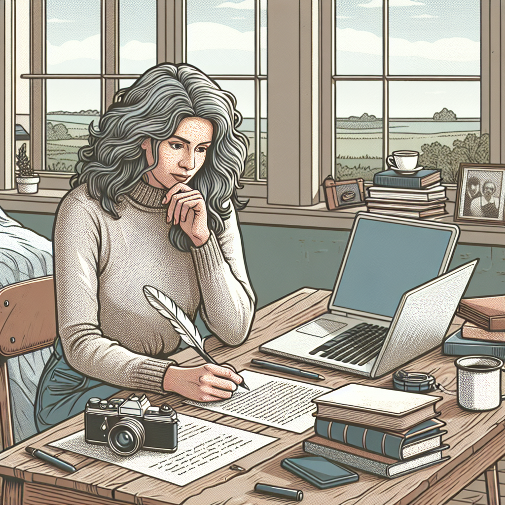 Kobieta pisząca przy laptopie, wnętrze, dzień.
