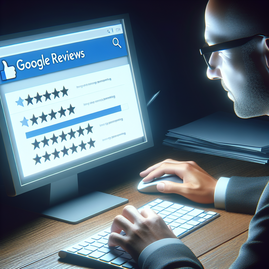 Osoba czytająca opinie w Google Reviews na komputerze.
