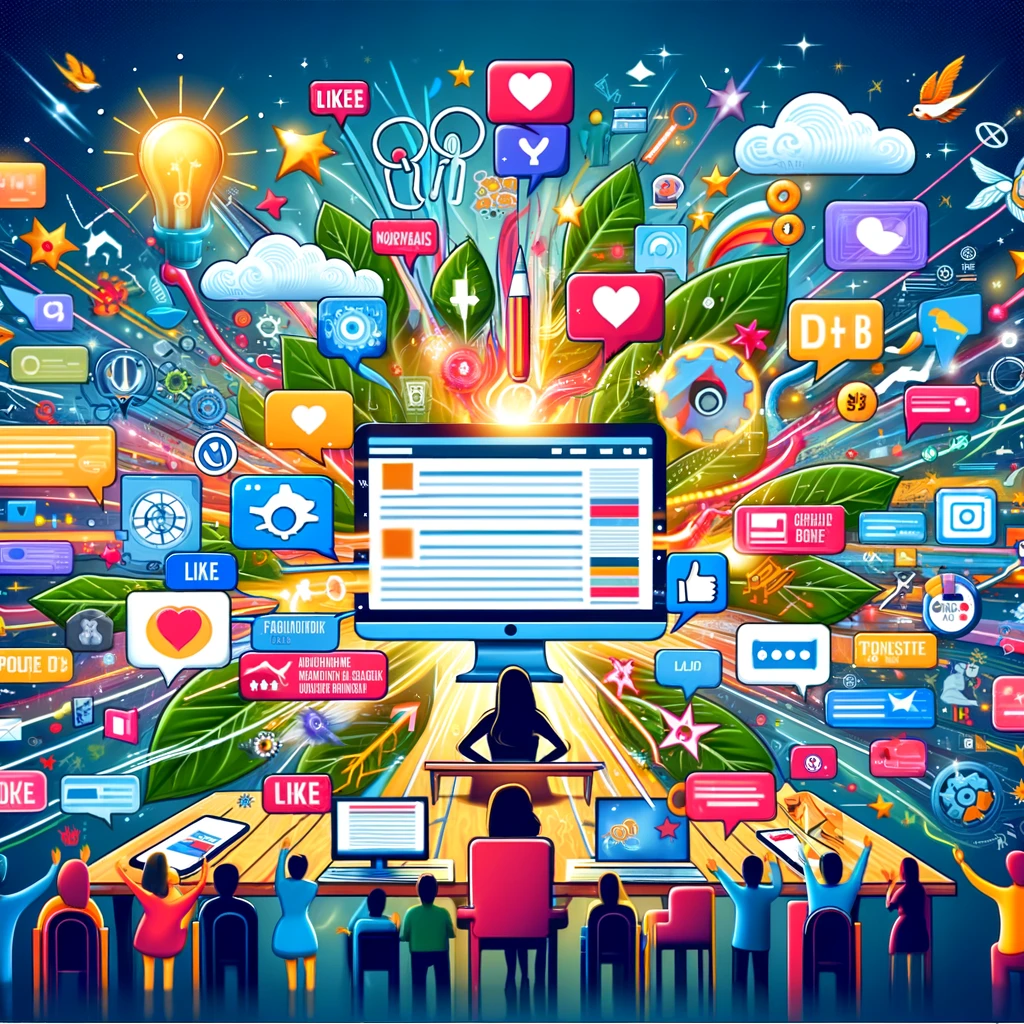 Kolorowa ilustracja media społecznościowe i technologia cyfrowa.