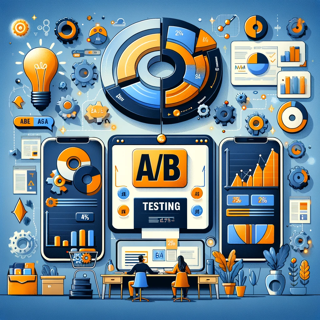Ilustracja z danymi, wykresami i testowaniem A/B.