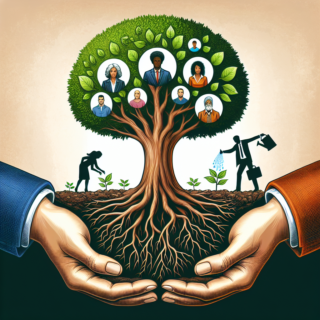 Drzewo genealogiczne przedsiębiorstwa, wzrost, rozwój, różnorodność.