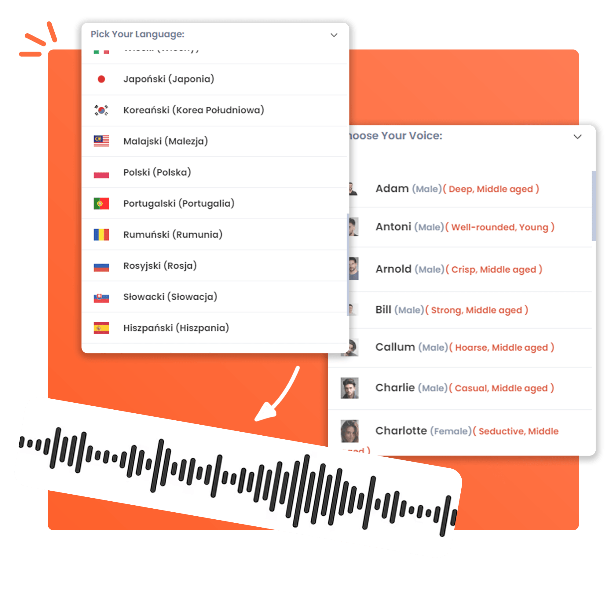 woobox lektor 3 Wybierz język i głos lektora