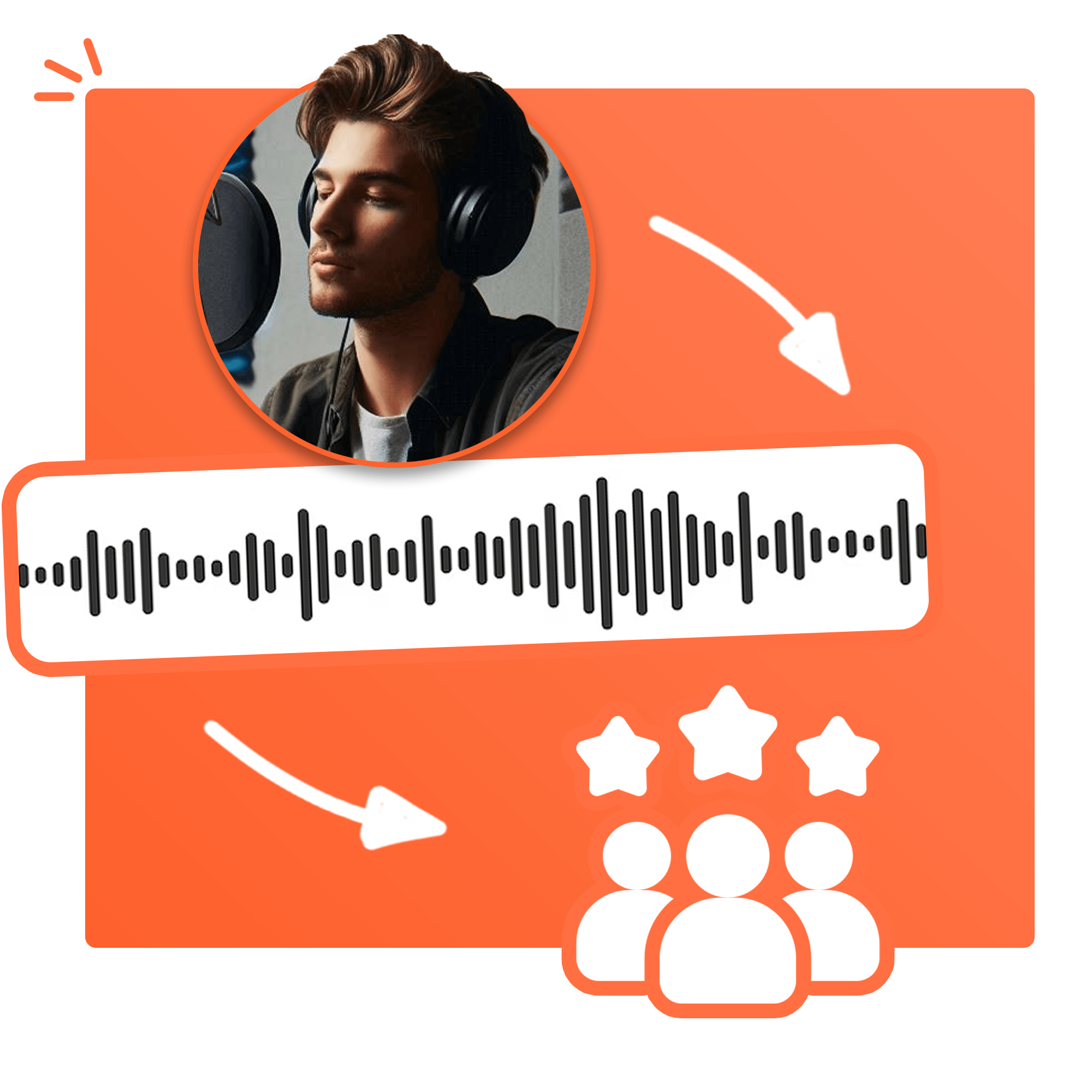 woobox lektor 4 Mężczyzna nagrywa podcast, ocena słuchaczy