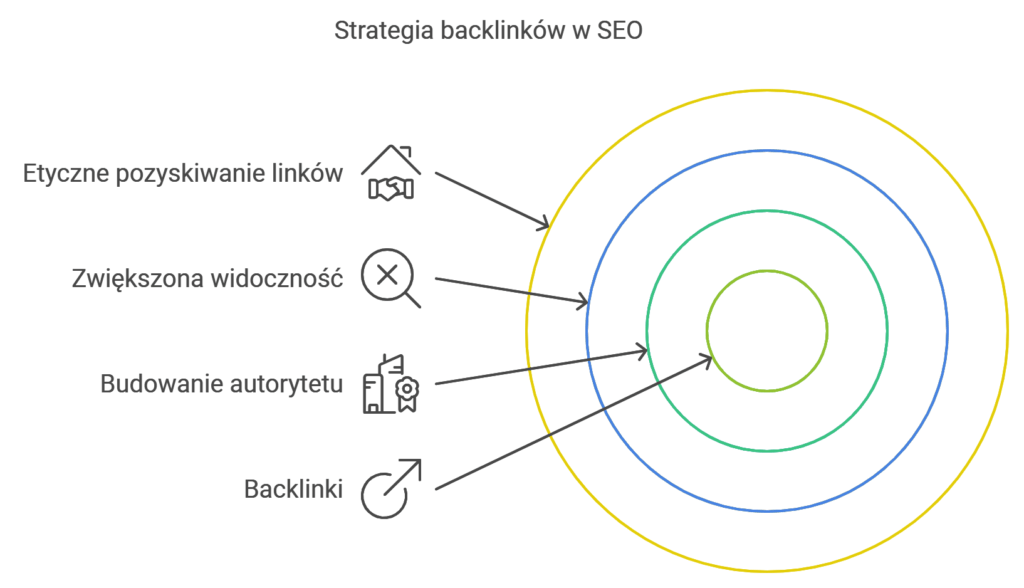 Strategia backlinków w SEO - diagram kroków
