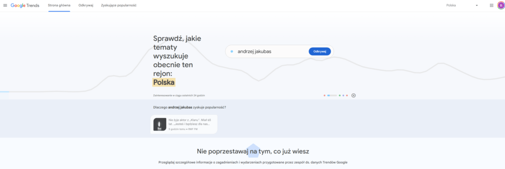 Trendy Google Polska wyszukiwania,