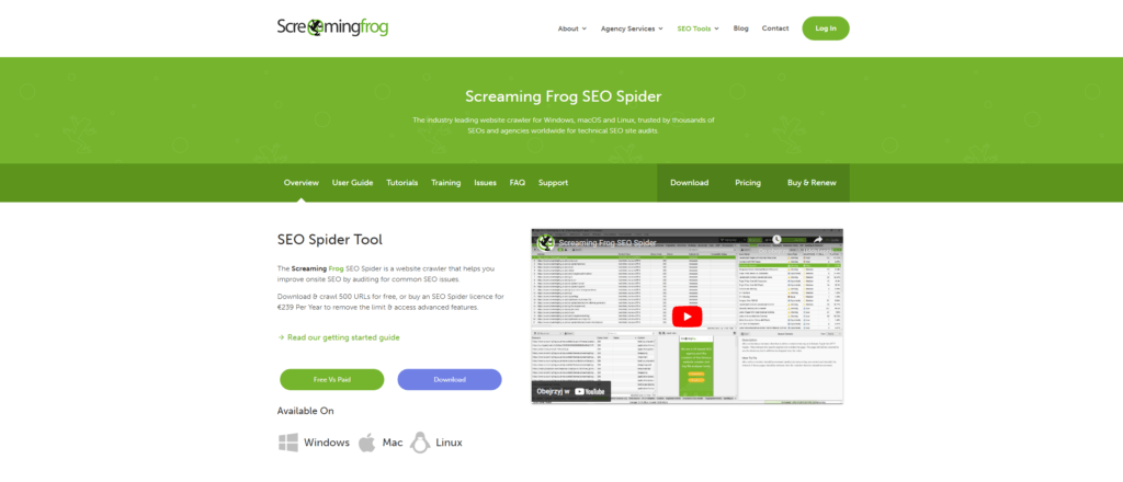 Strona główna Screaming Frog SEO Spider