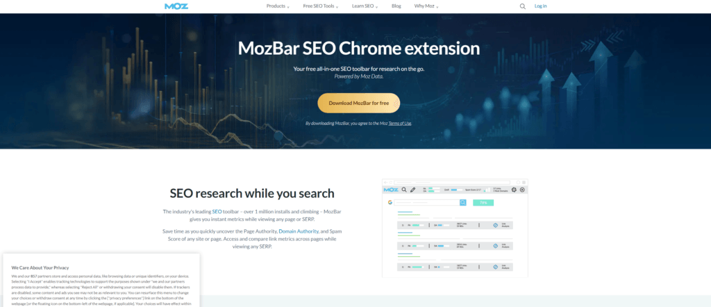 Rozszerzenie MozBar SEO dla przeglądarki Chrome