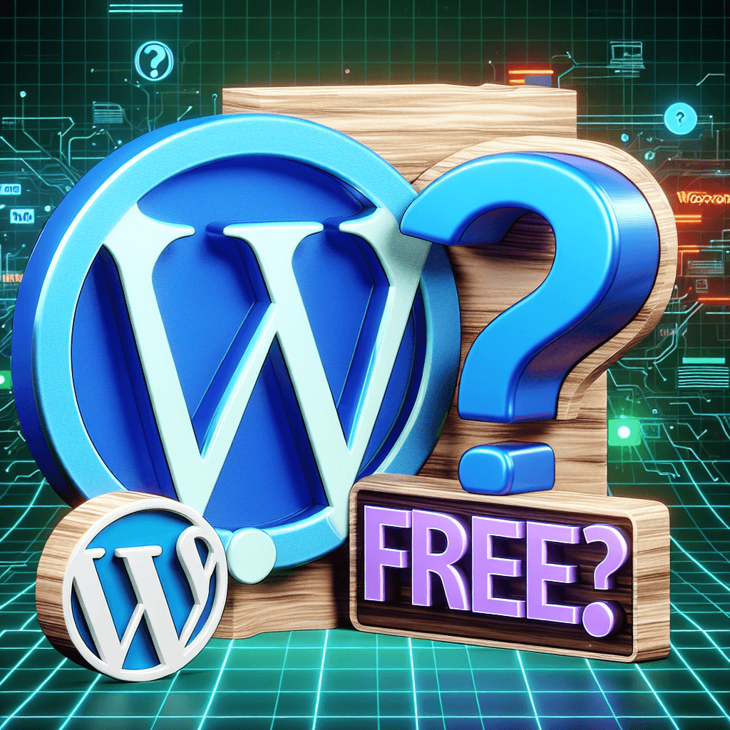 Logo WordPress z pytaniem o darmowość