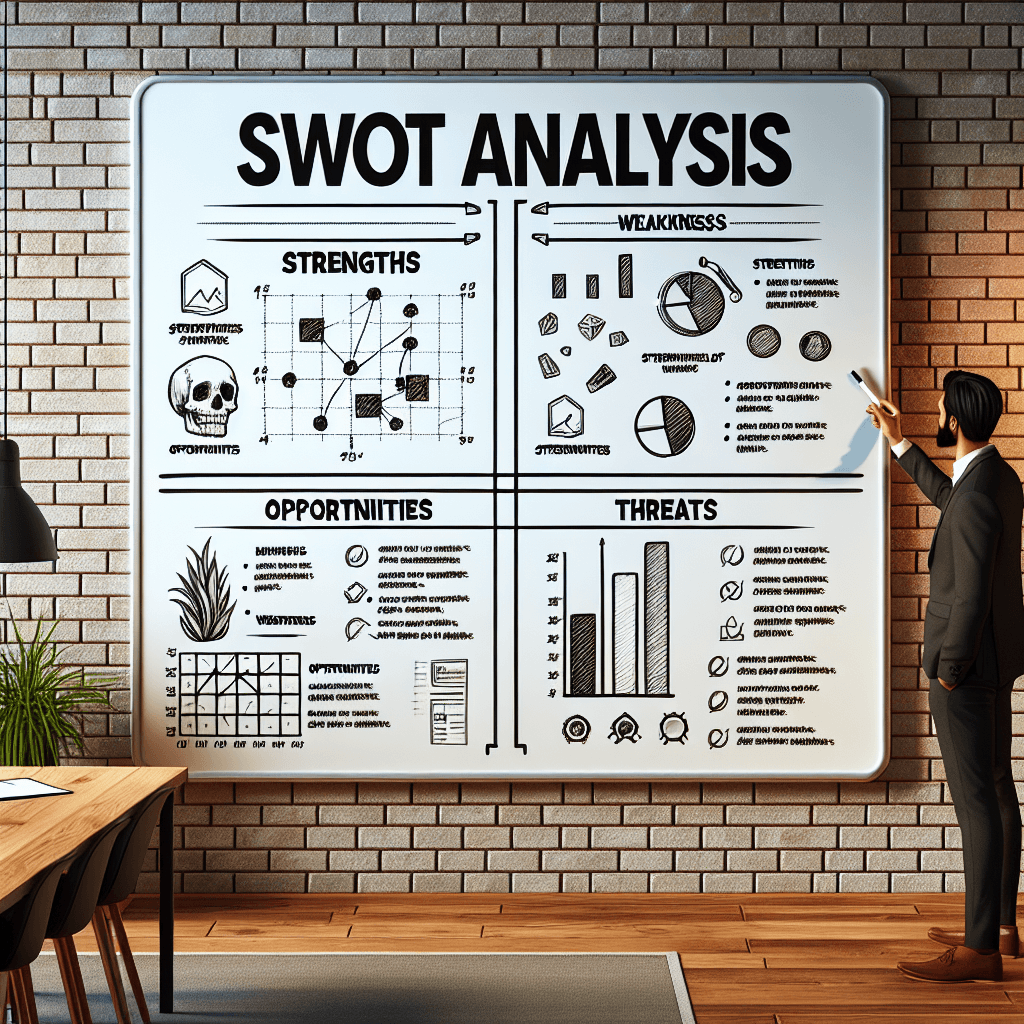 Plansza z analizą SWOT w biurze.