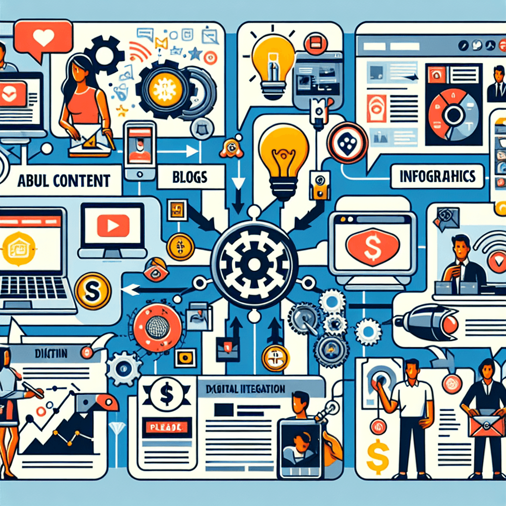 Grafika przedstawiająca sieć mediów cyfrowych i technologii.