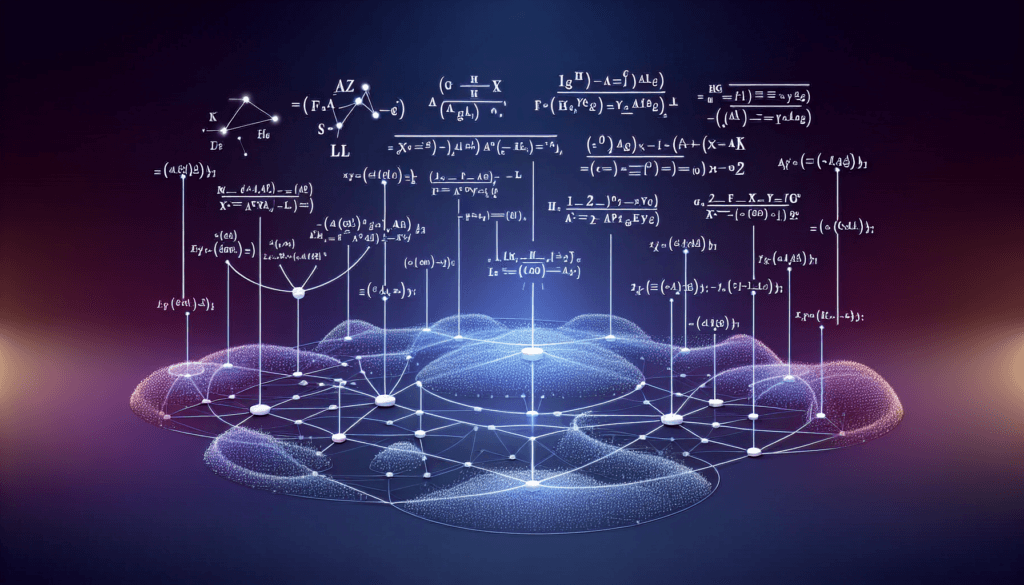 Ilustracja sieci neuronowej i wzorów matematycznych