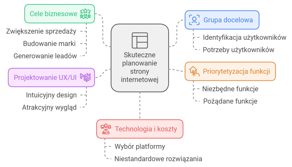 Mapa myśli planowania strony internetowej