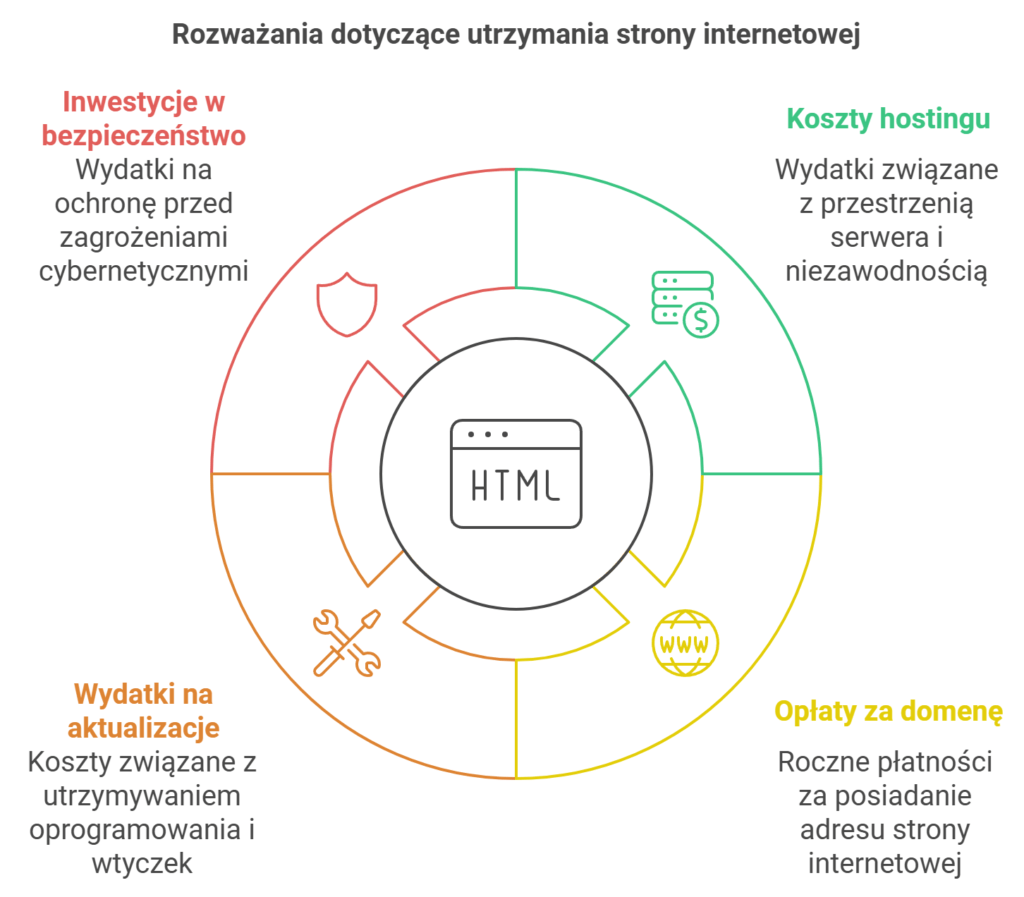 Czynniki kosztowe utrzymania strony internetowej: bezpieczeństwo, hosting.