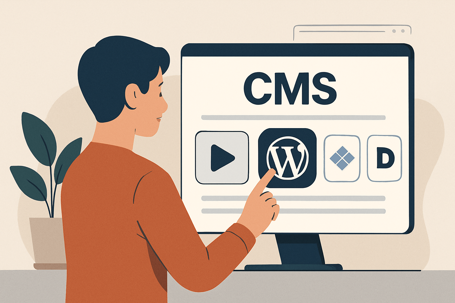 Osoba wybiera WordPress w systemie CMS