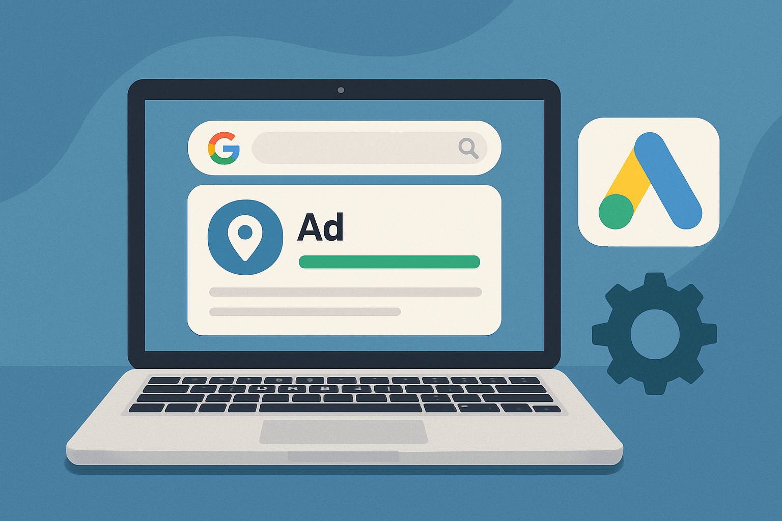 jak prowadzić kampanie lokalne w google ads dla firm usługowych image Reklama Google Ads na ekranie laptopa