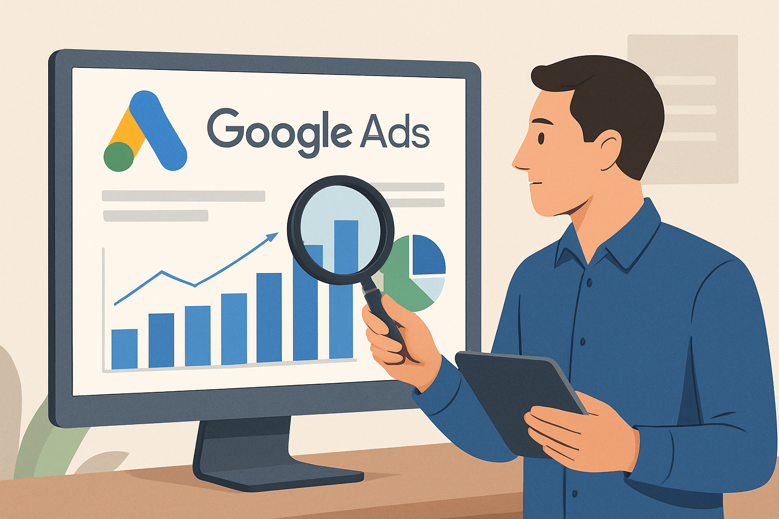 Analiza wyników kampanii Google Ads na monitorze