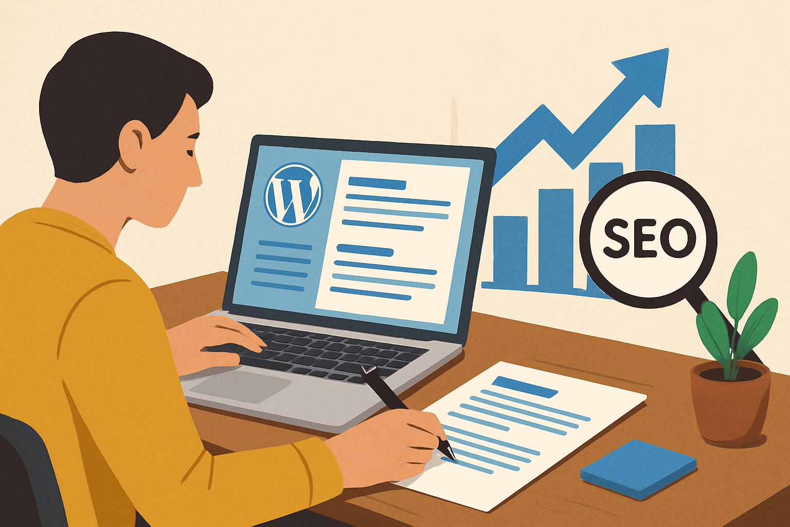 Osoba pracująca nad SEO strony WordPress