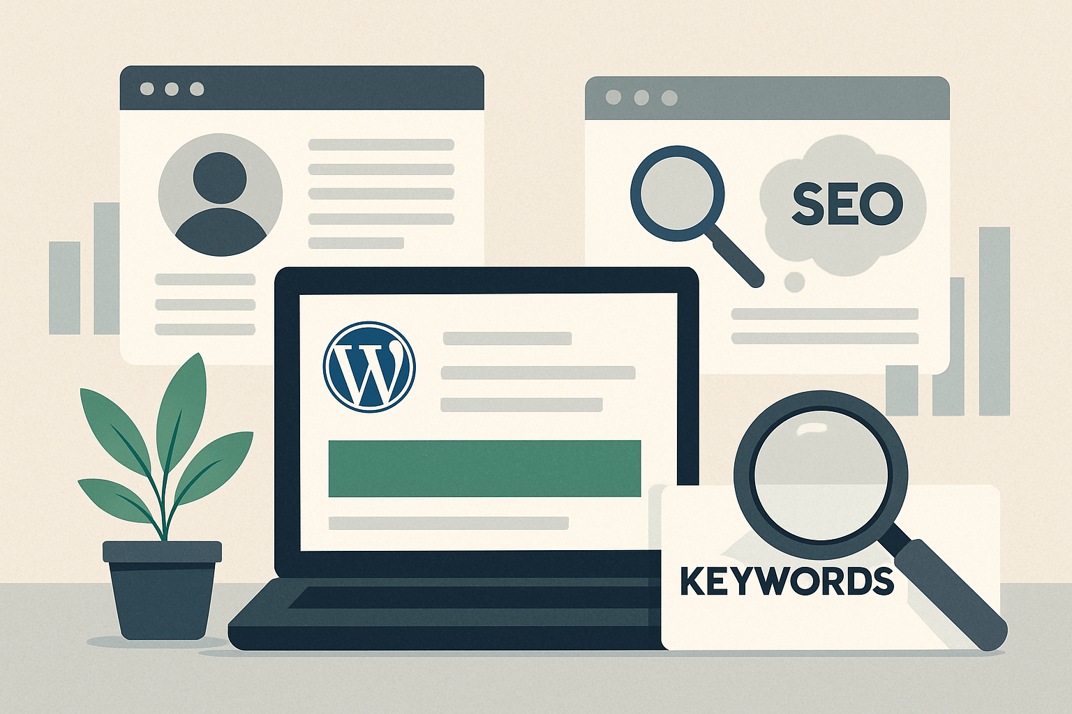 Optymalizacja SEO strony WordPress na laptopie