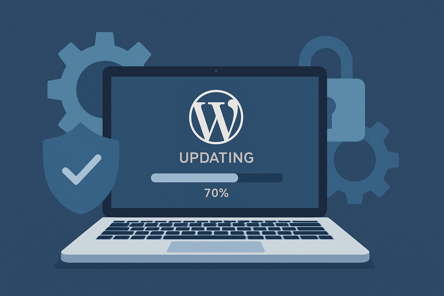 Aktualizacja WordPress na laptopie 70 procent